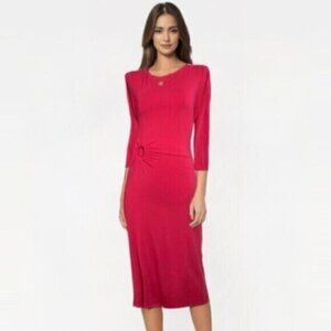 Baukjen Pink Bodycon Midi Hourglass Dress